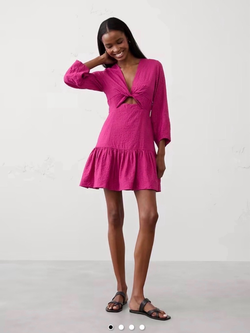 Banana Republic Fuchsia Knot-Front Mini Dress